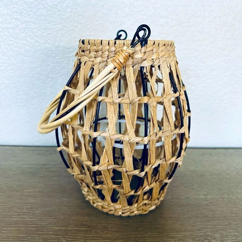 Woven Coastal Lantern Candle Holder Decor